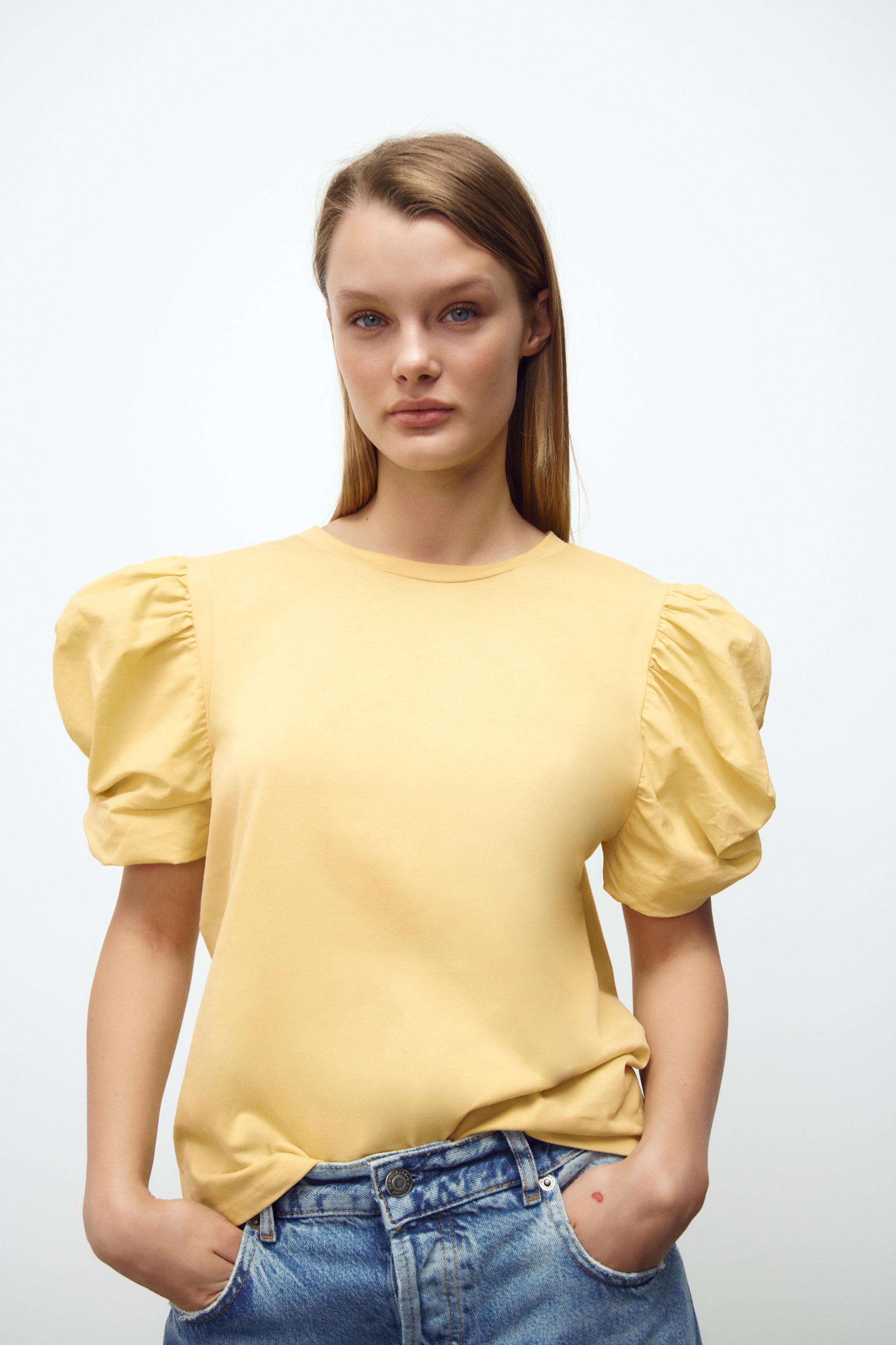 Blusa manga abullonada zara shop